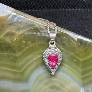 Sterling Silver Poison Raw Ruby Pendant